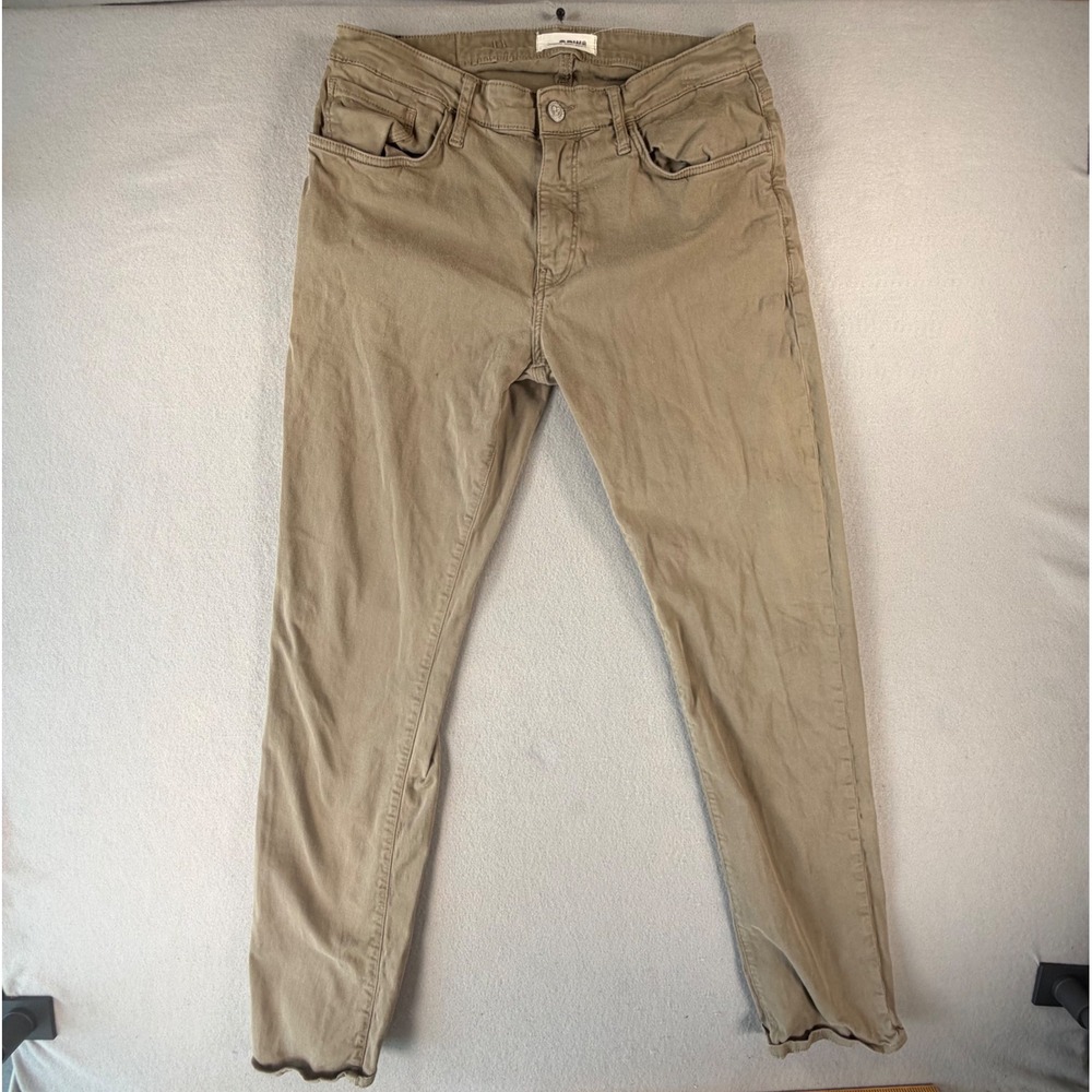 GDW General Denim Works Bridge Slim Fit Chino Pants Mens 34 Olive Green Stretch